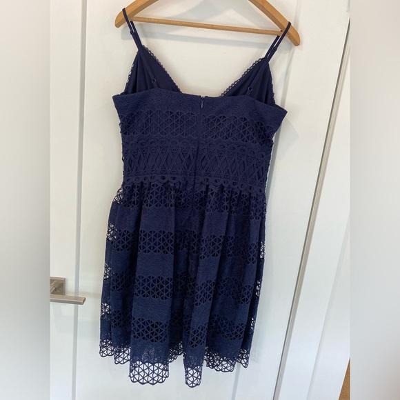 GUESS Navy Blue Lace Fit and Flare Dress Size 12 - Picture 7 of 17